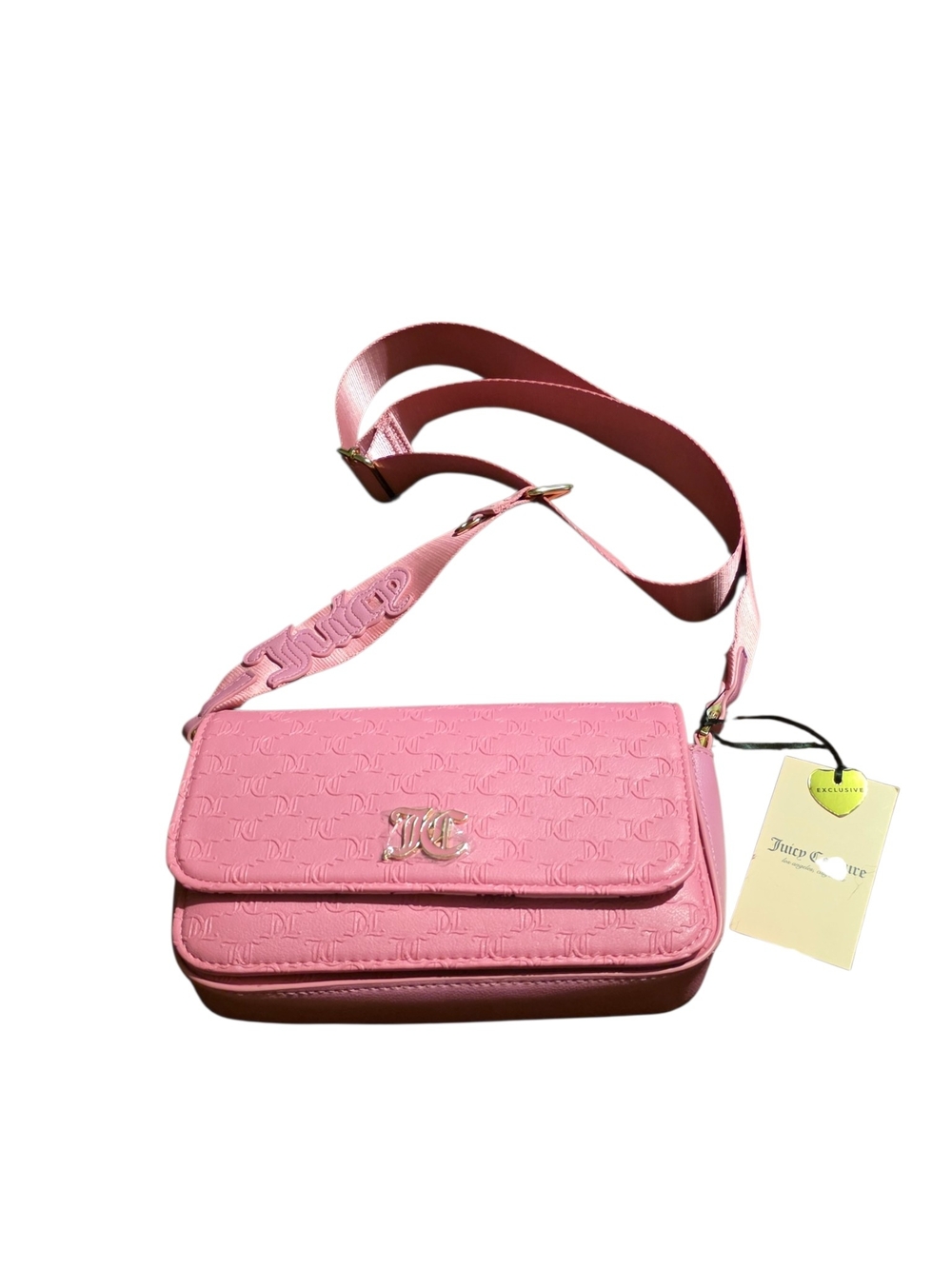 ​NWT Juicy Couture Team Juicy Forever Flap Crossbody Bag Pink Monogram